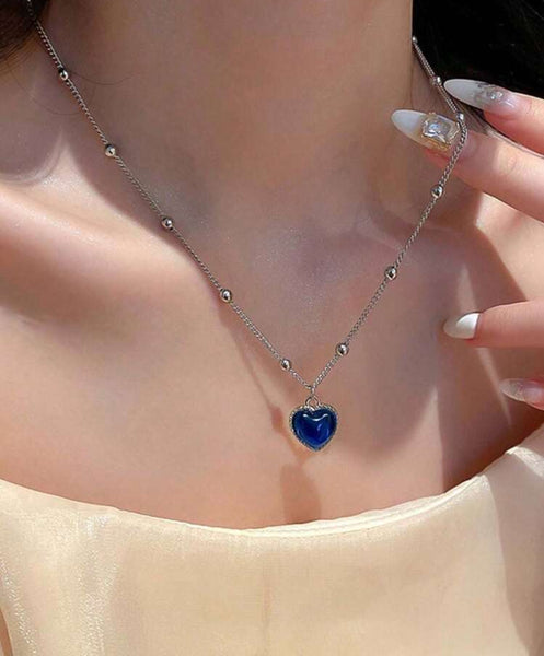 Collar corazón azul