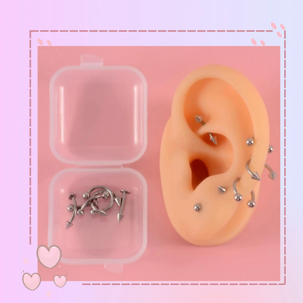 Set 12 piercing plateado