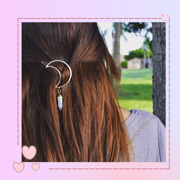 Clip de pelo Luna y cuarzo