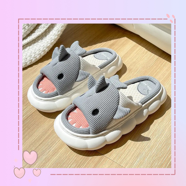 Pantuflas de tiburón gris