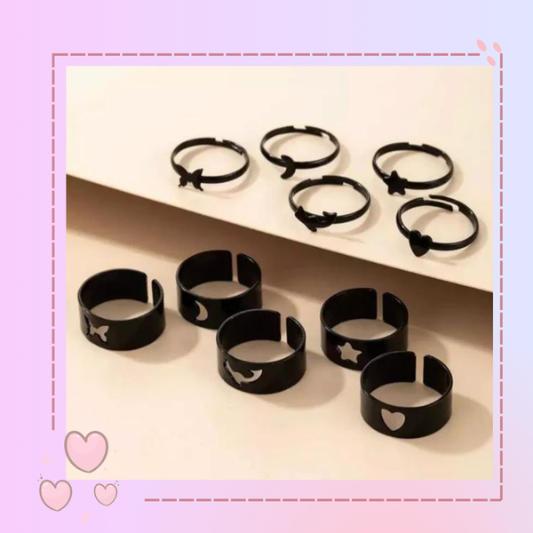 Par anillos match negro