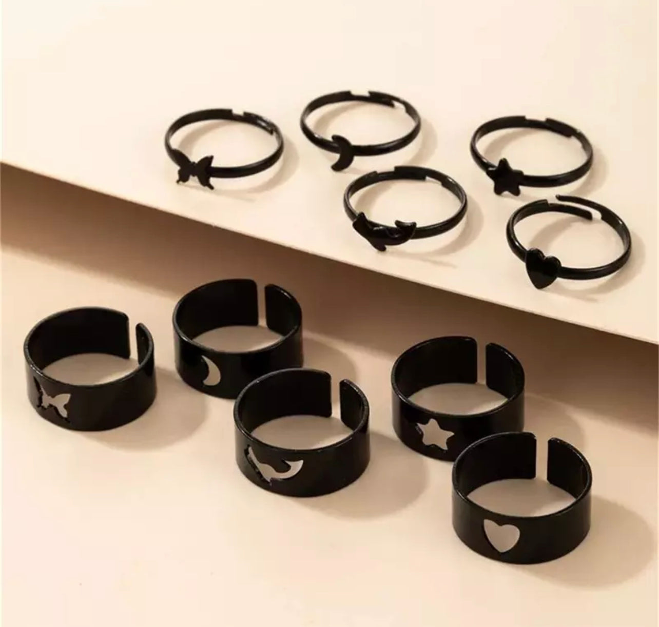 Par anillos match negro