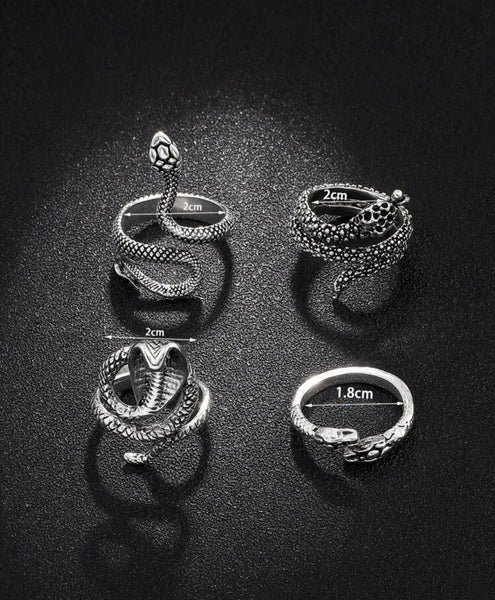 Set de 4 anillos serpiente